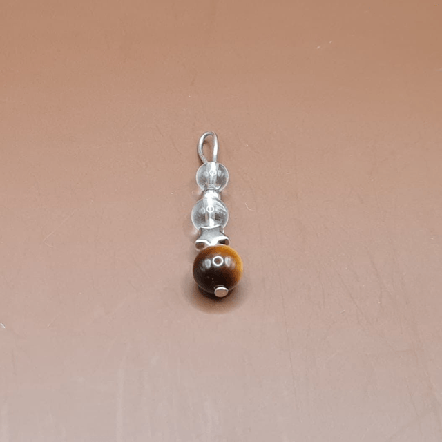 Pendentif Cristal de roche - oeil de tigre