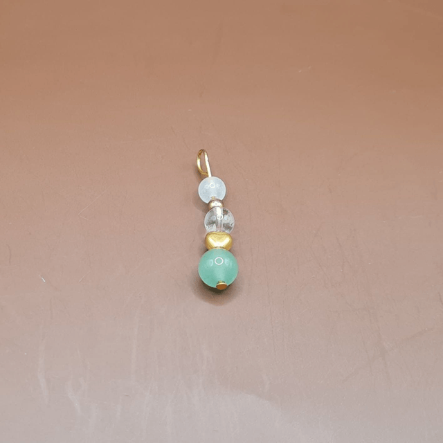 Pendentif Aventurine verte - cristal de roche - quartz rose