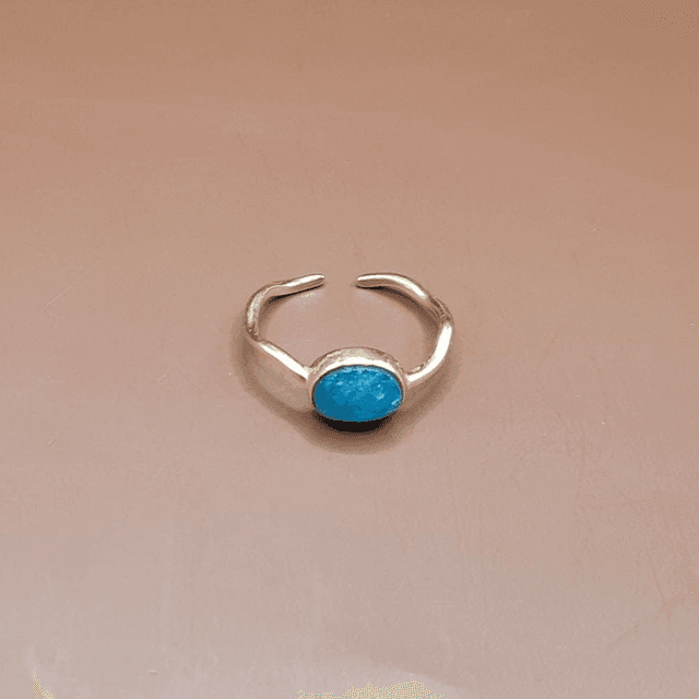 Bague ajustable Apatite bleue 58