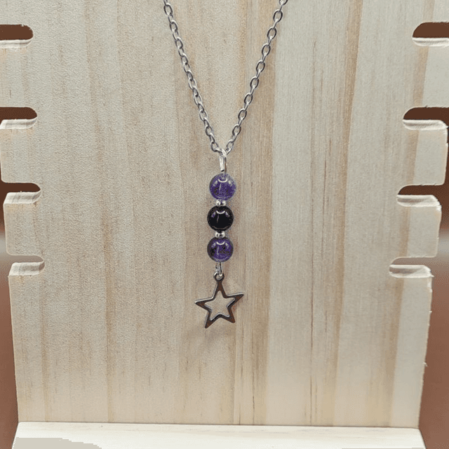 Pendentif Améthyste - obsidienne noire
