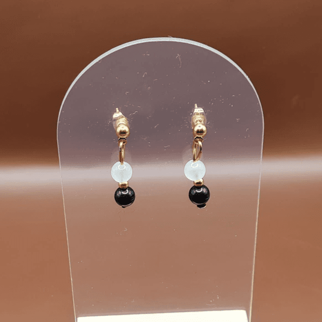 Puces Quartz rose - tourmaline noire